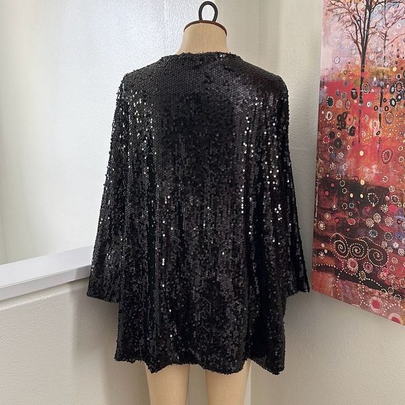 Raga Sequin Open Front Jacket Black - Picture 3 of 8